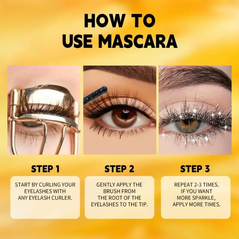 Rose Pink Sequin Glitter Mascara Extension Shiny Eyelashes Gel Quick Dry Waterproof Curling Diamond Colorful Mascara Eye Makeup