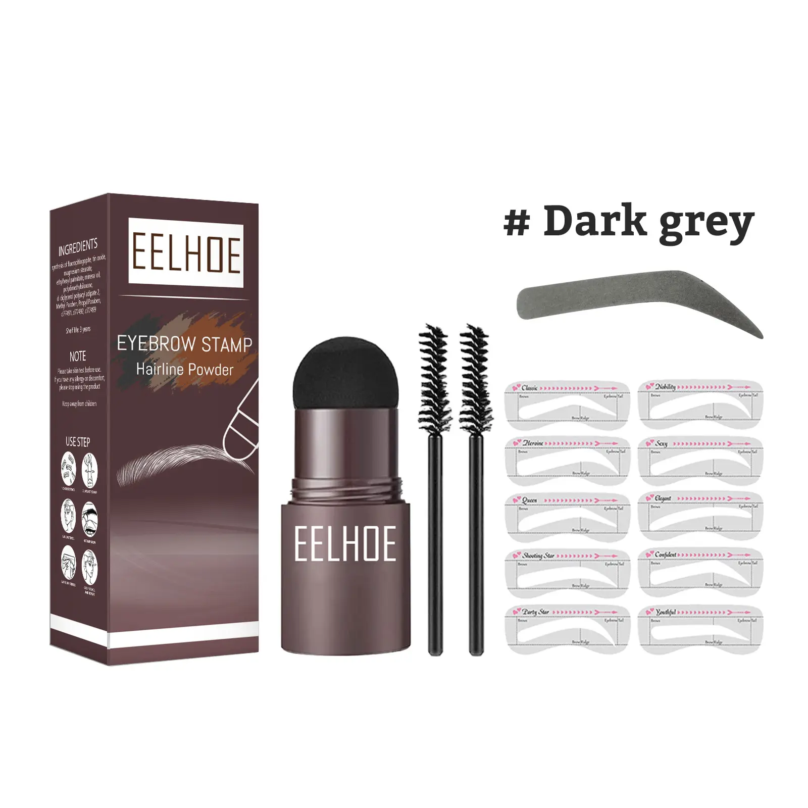 EELHOE One Step Eyebrow Stamp Shaping Kit Professional Fast Eye Brow Makeup Shape Waterproof Hairline Stick Eyebrow Brushes Set