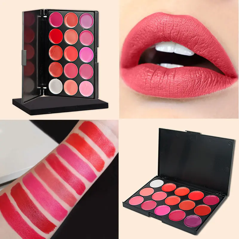 15 Colors Lipstick Palette Matte, Moisturizing And Non Fading, Non Stick Cup, Makeup Tray Easy To Color  Ideal Valentine's Gift