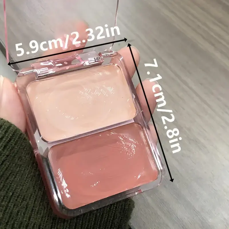 Two-color jelly glow blush, milk peach pink apricot red gem rouge Korean makeup, cream texture, low saturation brightening