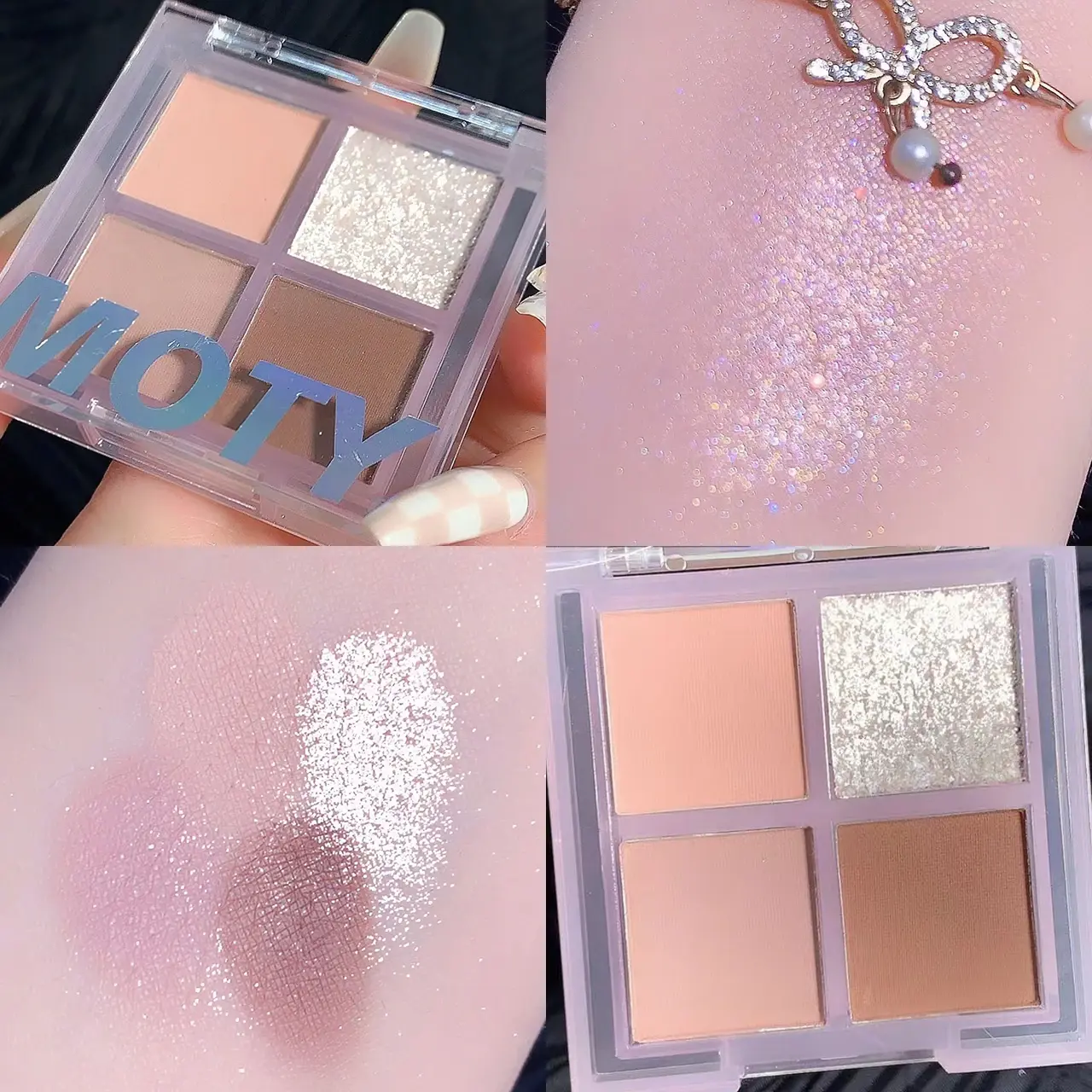 4 Color Matte Eyeshadow Palette Easy To Color Nude Pearlescent Earthy Shiny Eye Shadow Pallete Pigments Shine Eyes Makeup