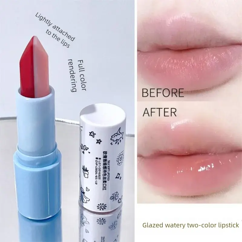 Warm Color Changing Two-Color Lipstick Moisturizing Long-Lasting Resistant to Touching Cups Popular among Thousands of People