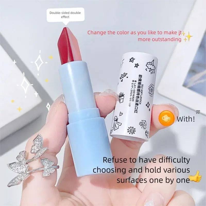 Warm Color Changing Two-Color Lipstick Moisturizing Long-Lasting Resistant to Touching Cups Popular among Thousands of People