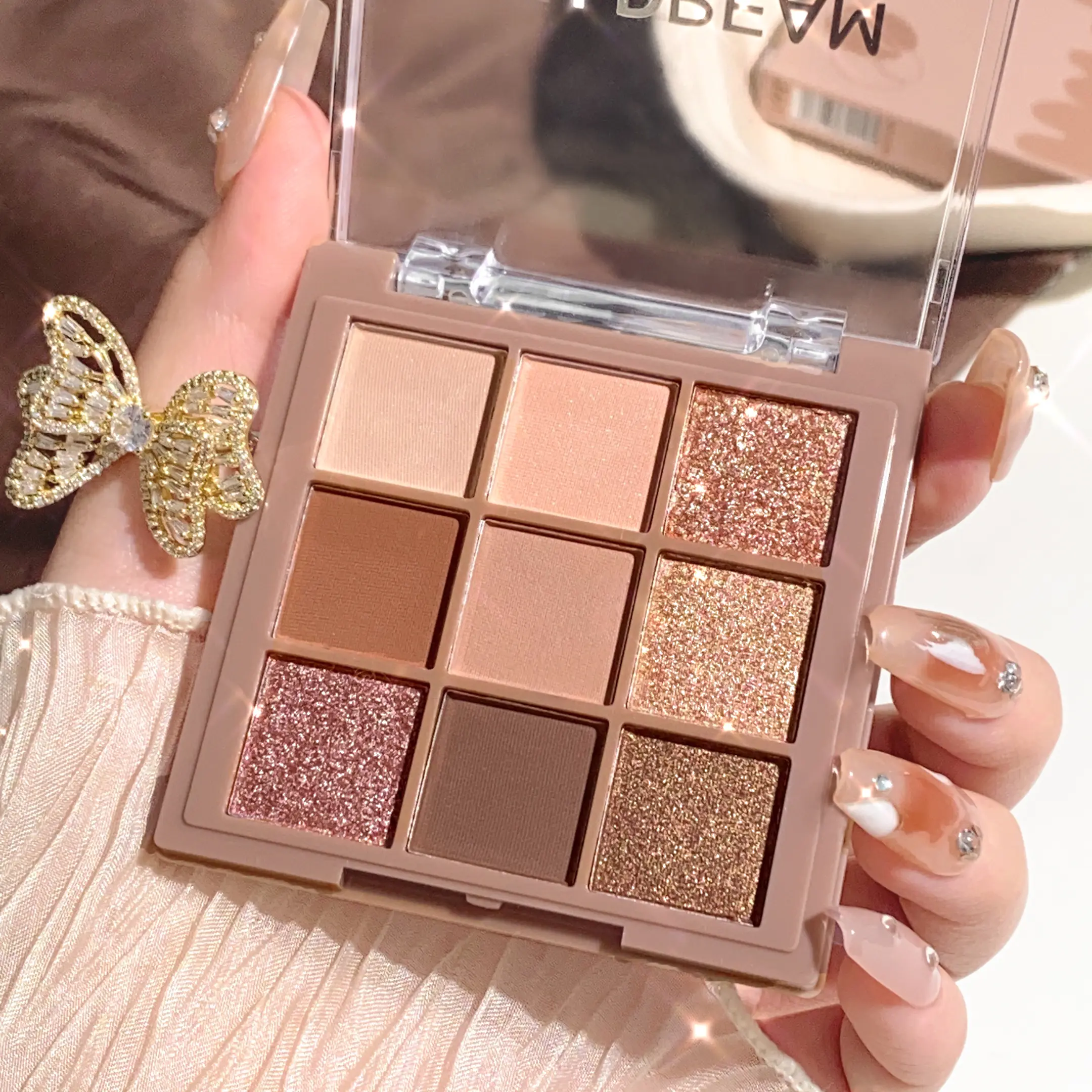 9 Color Eyeshadow Palette Matte Shimmer – Waterproof Long-Lasting Natural Nude Makeup Cocoa Brown Korean Style Eye Look