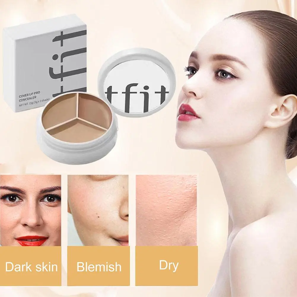 For TFIT Concealer Three-colors Palette Professional Makeup Face Spot/ Dark Circle/Acne Mark Concealer Correcting Face Makeup