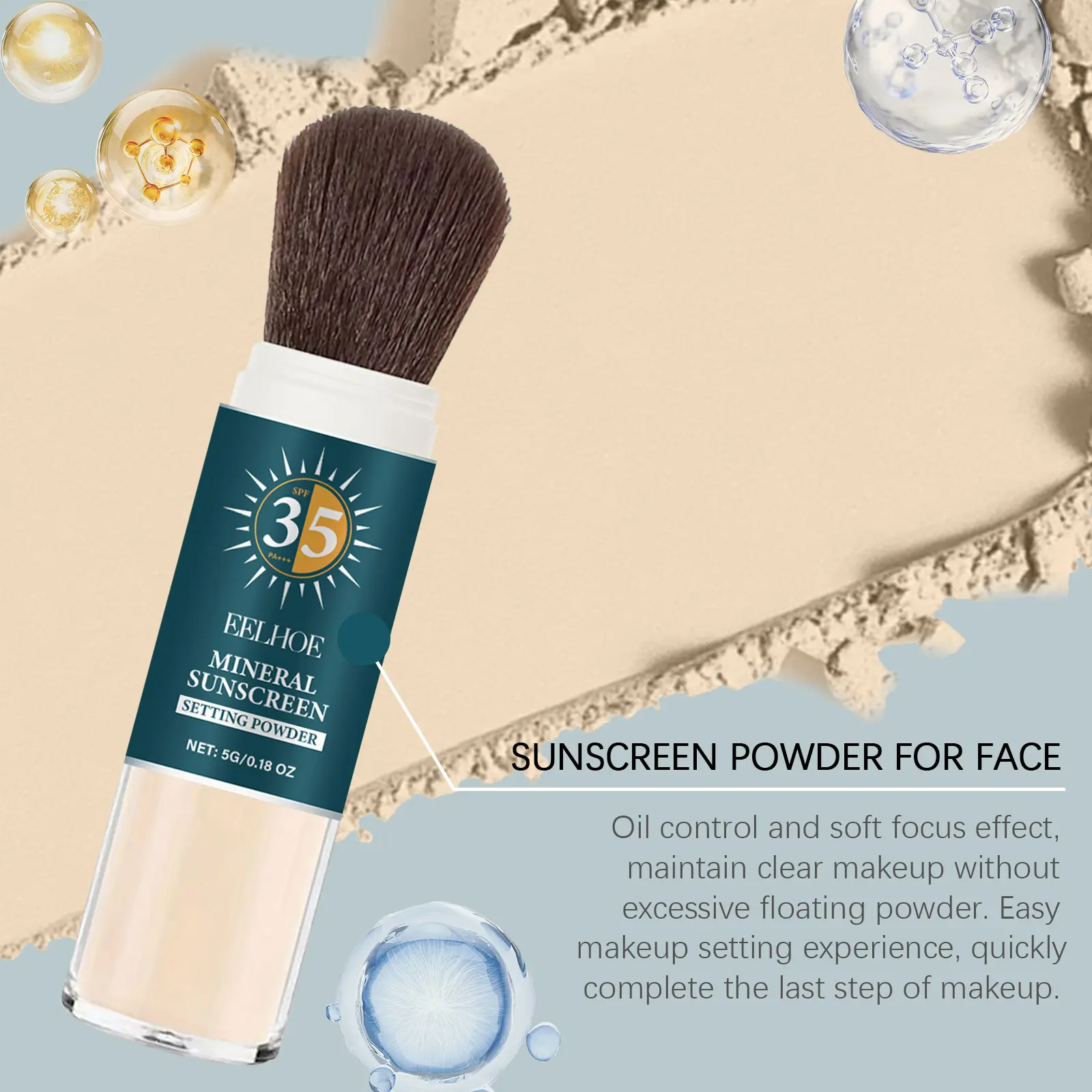 Eelhoe Spf35 Sunscreen Setting Powder Refreshing Quick Fixer Oil Controling Lasting Drying Sweatproof Base Makeup Setting Powder