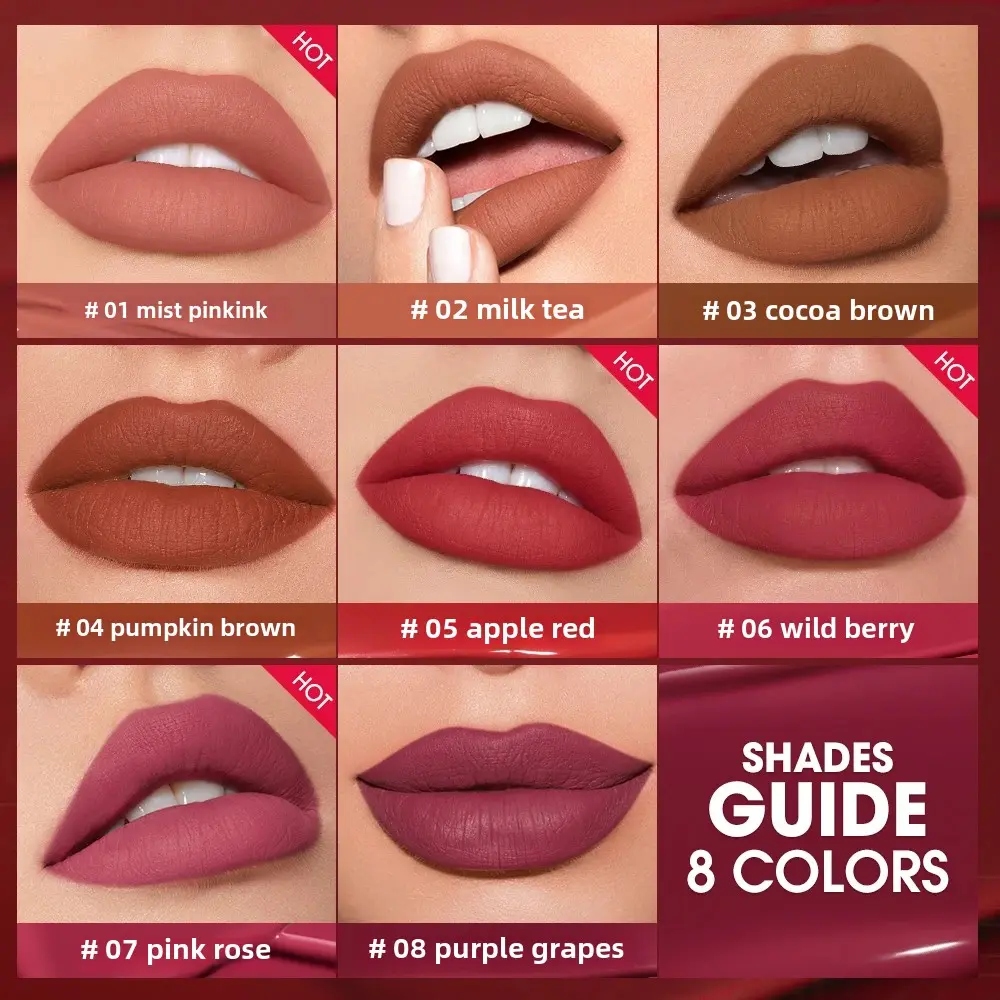 O.TWO.O Newest Lipstick Waterproof Makeup Lip gloss Rose Rouge Silk Liptint Matte Sexy Red Lip Stain Liquid Lipgloss