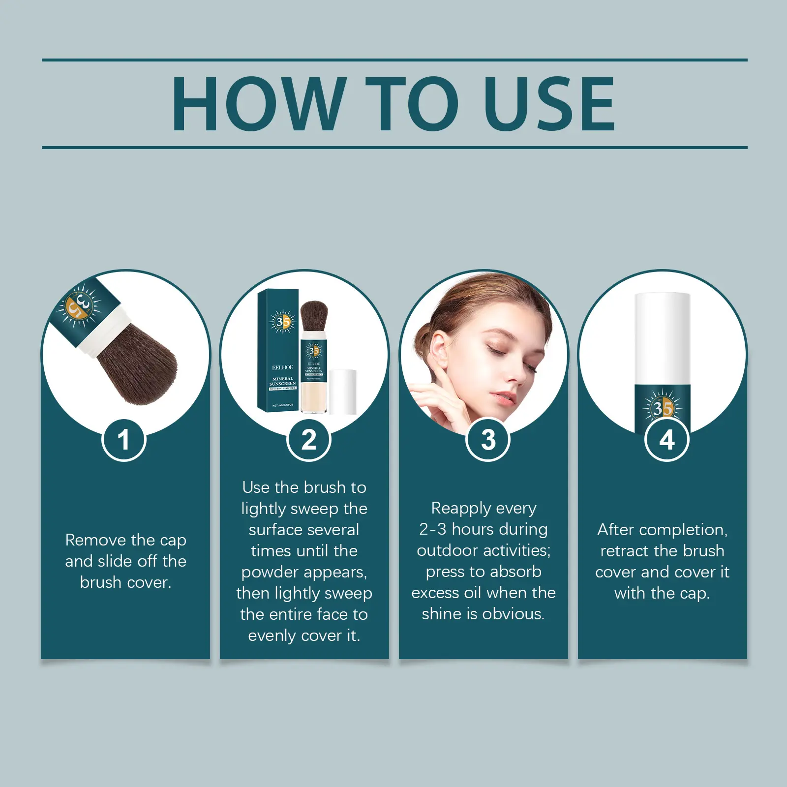 Eelhoe Spf35 Sunscreen Setting Powder Refreshing Quick Fixer Oil Controling Lasting Drying Sweatproof Base Makeup Setting Powder