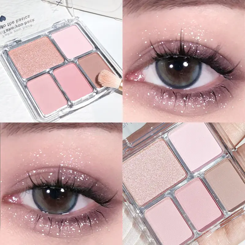 5-Color Eyeshadow Palette – Soft & Smoky Tones, Easy Blend, Multi-Look Makeup, Rose/Nude Options, Unisex, Certified, Skin-Friend