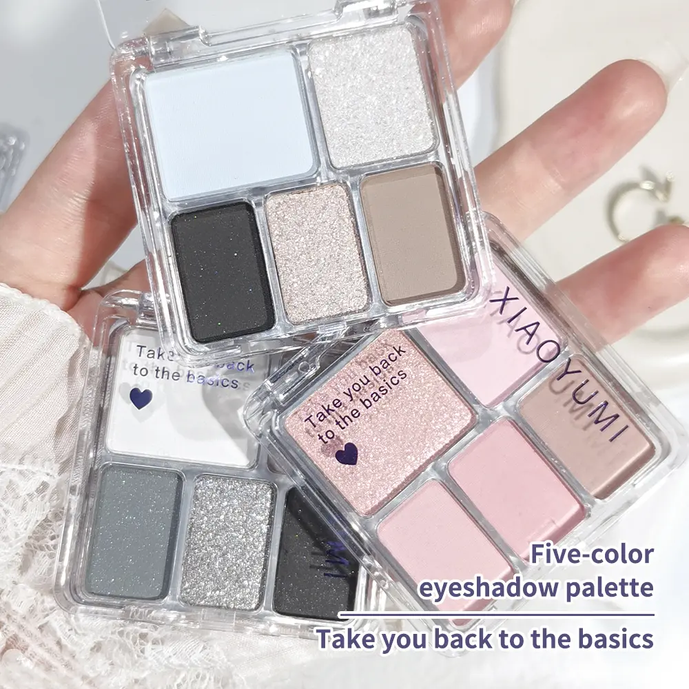 5-Color Eyeshadow Palette – Soft & Smoky Tones, Easy Blend, Multi-Look Makeup, Rose/Nude Options, Unisex, Certified, Skin-Friend