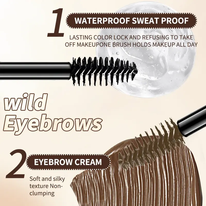 OCHEAL Waterproof Sweatproof Eyebrow Dyeing Cream Double Headed Long Lasting Non-Smudging Setting Liquid for Eyebrows