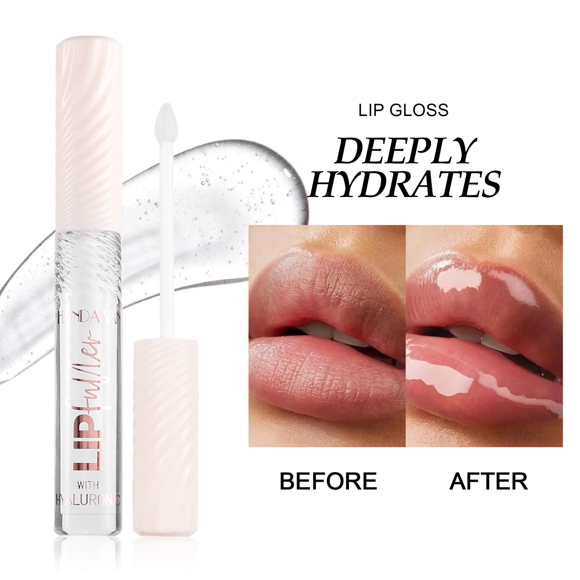 HANDAIYAN 8-Color Mirror Lip Gloss hyaluronic acid Lipstick Hydrating Moisturizing Pearl Fine Shine fuller looking easy color