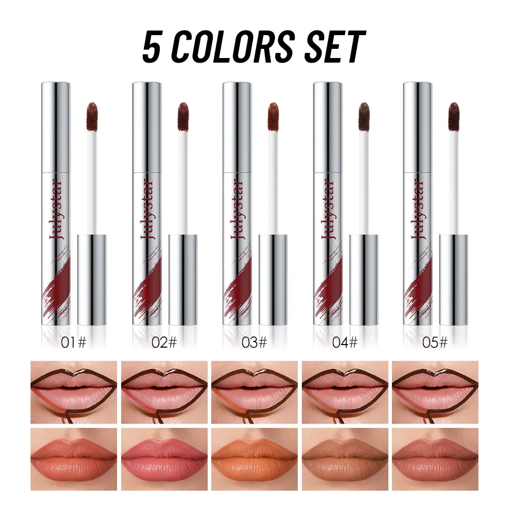 5pcs Peel Off Lip Liner Pen Set, Long-lasting Waterproof & Smudge-proof Peel Off Lip Liner Stain,Peel Off Lipstick Natural Lip