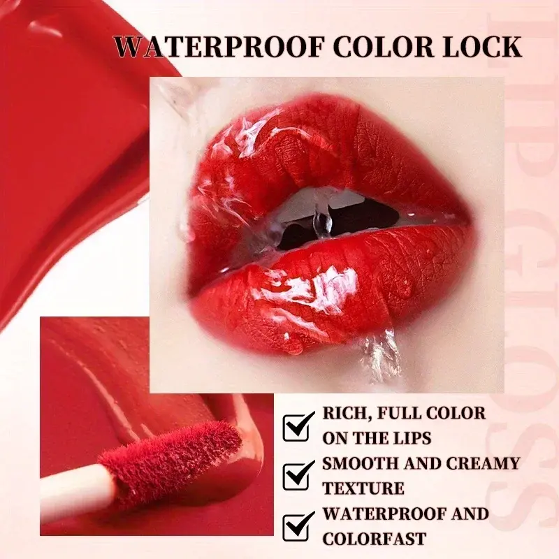 Full matte lock color lip gloss, delicate, smooth and long-lasting, waterproof and anti-makeup, non-stick lip gloss