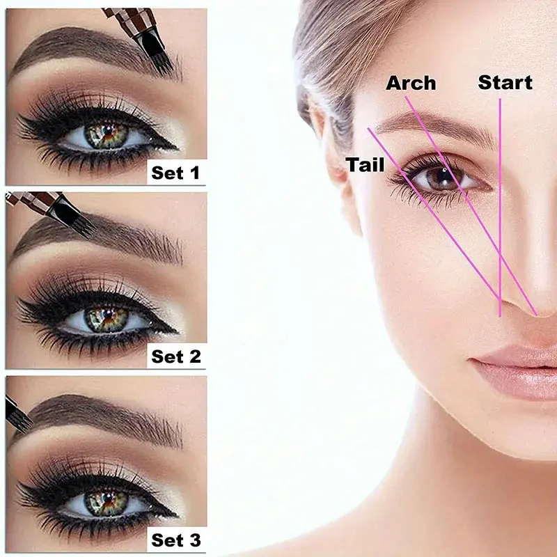 Long-lasting non-smudge liquid eyebrow pencil exquisite eyebrow makeup eyebrow care four-head forked eyebrow pencil gift