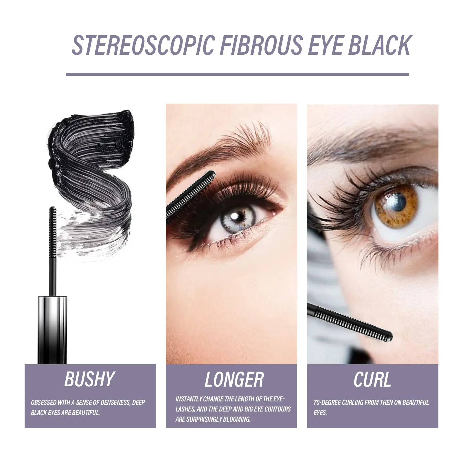 EELHOE Mascara 3D Fiber Lashes Thick Lengthening Long Black/brown Lash Eyelash Extension Eye Lashes Brush Makeup Eye-Cosmetics