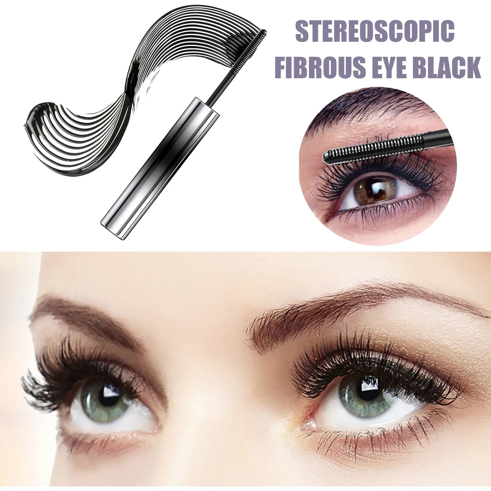 EELHOE Mascara 3D Fiber Lashes Thick Lengthening Long Black/brown Lash Eyelash Extension Eye Lashes Brush Makeup Eye-Cosmetics