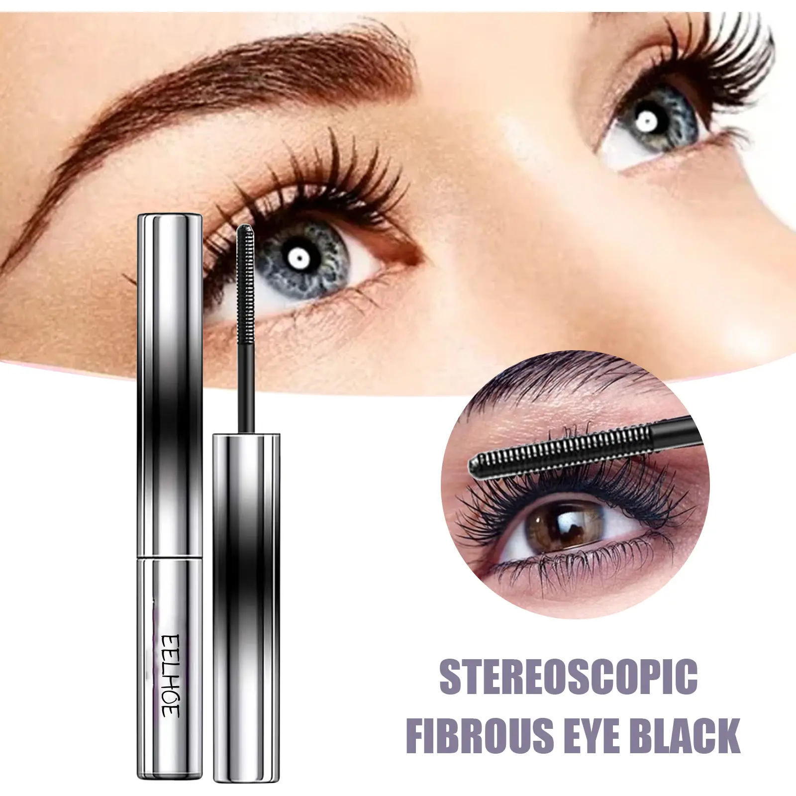 EELHOE Mascara 3D Fiber Lashes Thick Lengthening Long Black/brown Lash Eyelash Extension Eye Lashes Brush Makeup Eye-Cosmetics