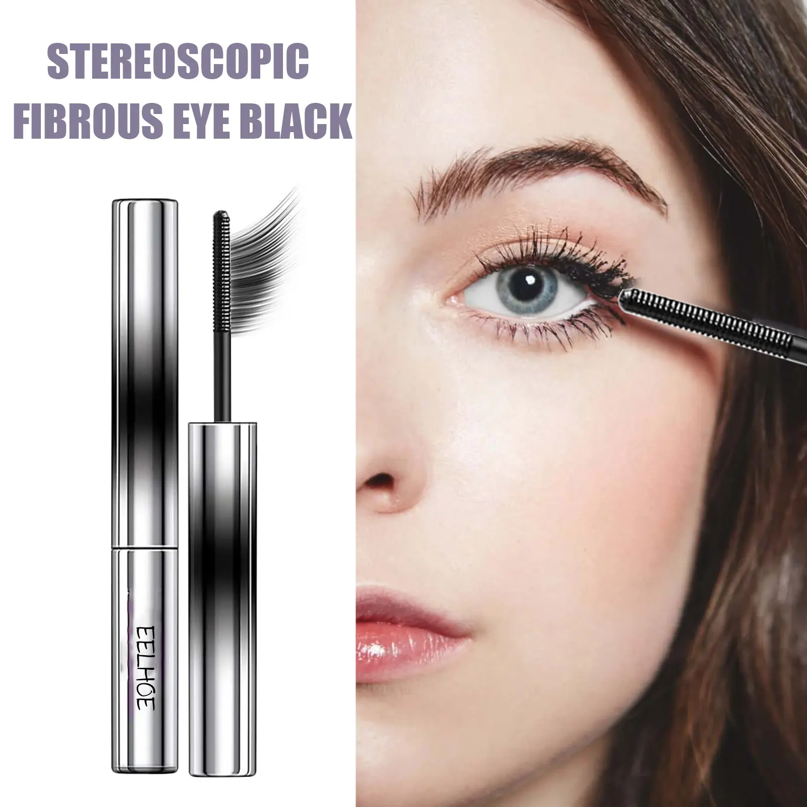 EELHOE Mascara 3D Fiber Lashes Thick Lengthening Long Black/brown Lash Eyelash Extension Eye Lashes Brush Makeup Eye-Cosmetics