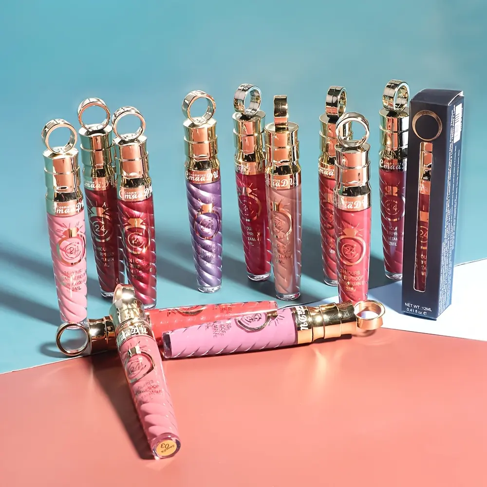 1 Pcs Matte Lip Gloss Waterproof Selection Spiral Glossy Lipstick Long-lasting Non-stick Cup Non-fading Exquisite Gift