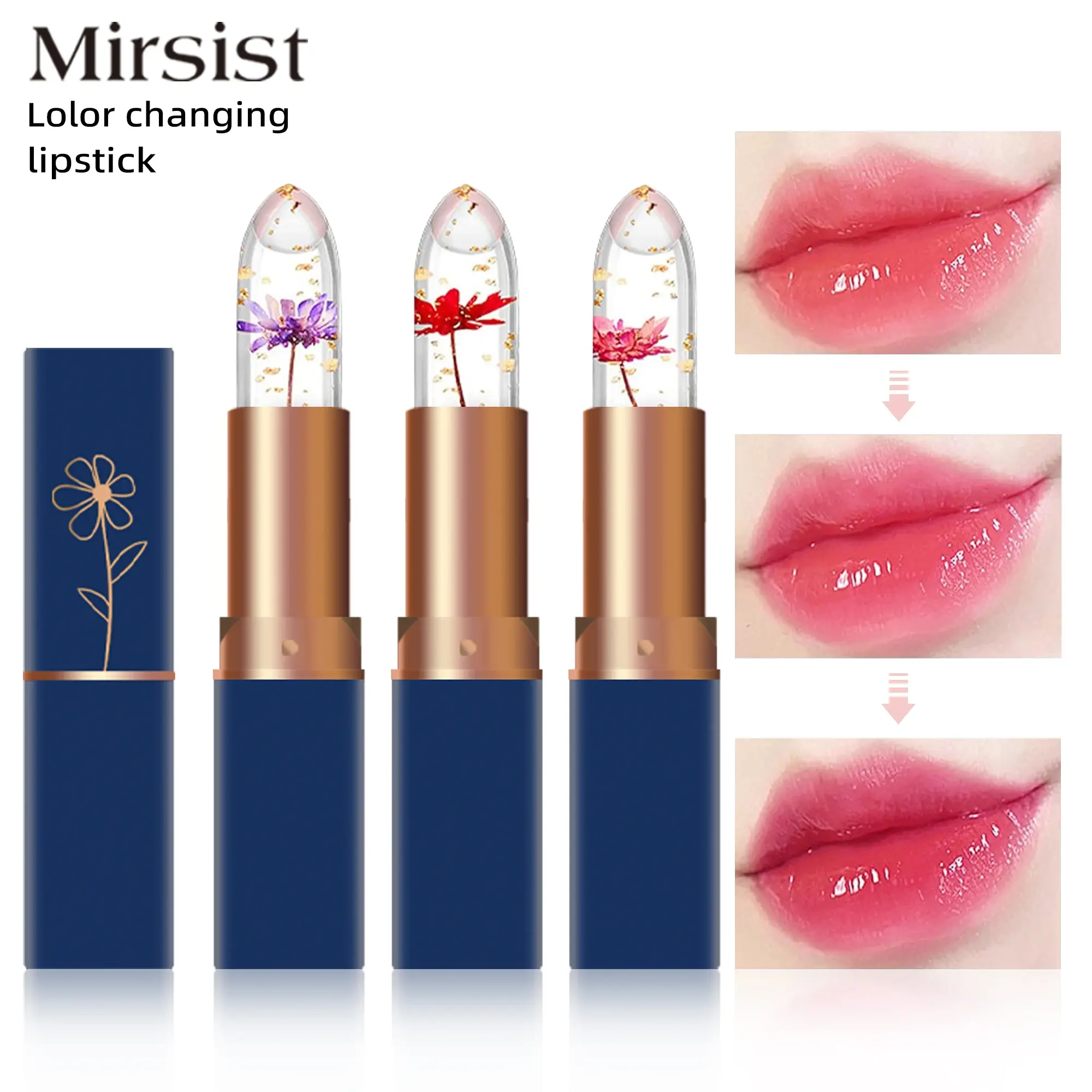 MIRSIST Color-Changing Jelly Lipstick Nutritious Lasting Moisturizing Non-Stick Cup Flower Temperature Color Change Lip Balm