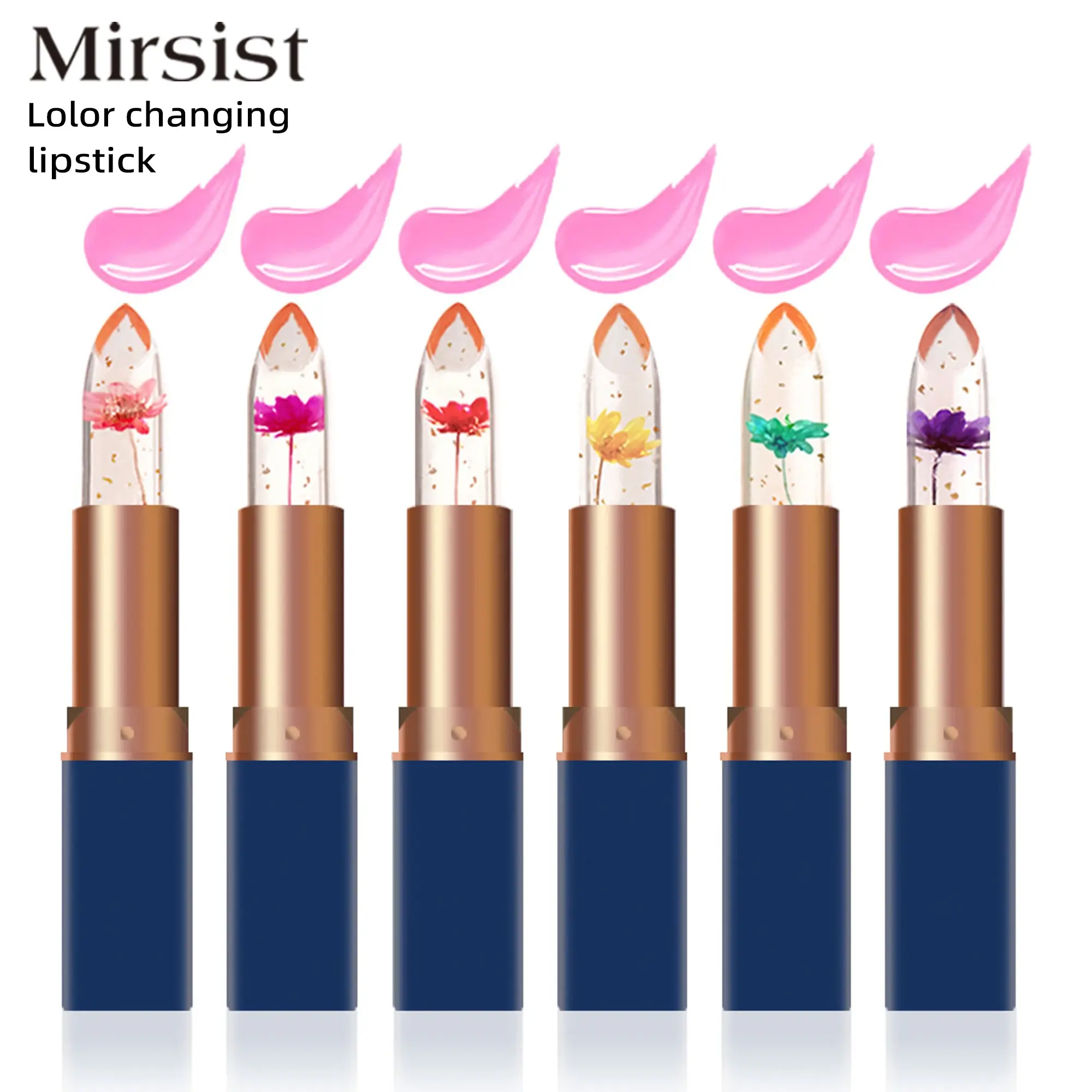 MIRSIST Color-Changing Jelly Lipstick Nutritious Lasting Moisturizing Non-Stick Cup Flower Temperature Color Change Lip Balm