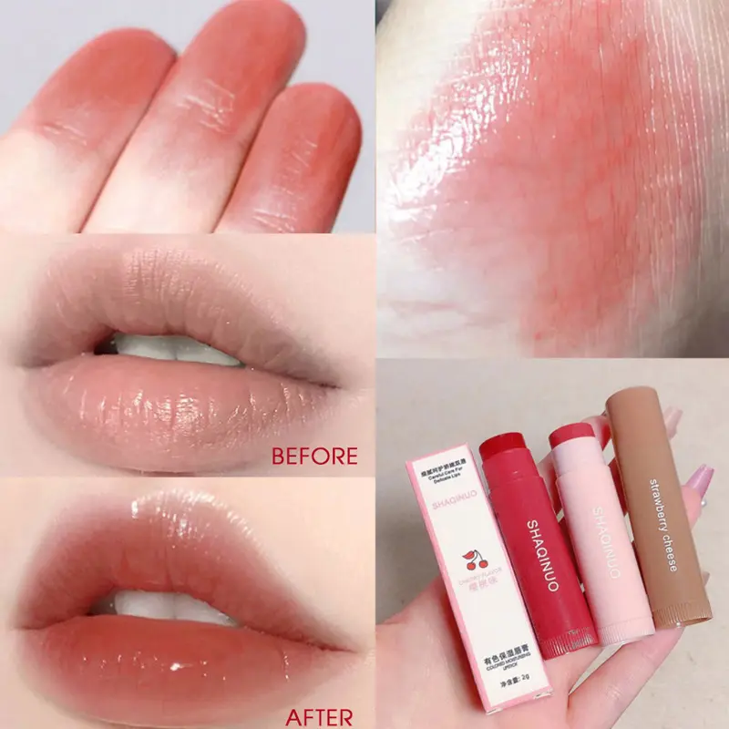 SHAQINUO Colorful Moisturizing lipstick Moisturizing and Weakening Lip Lines Lip Priming lipstick Three piece Package