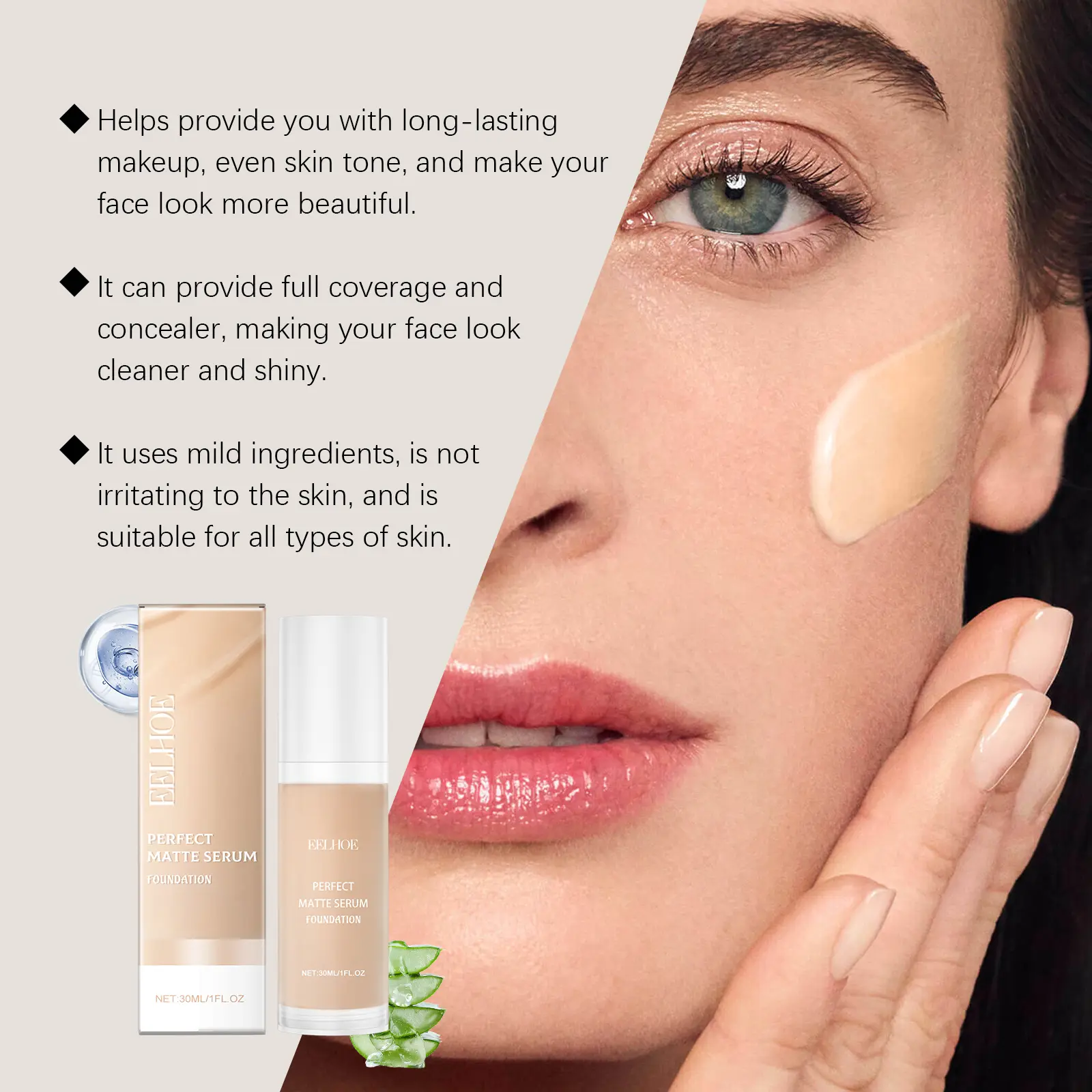 EELHOE Moisturizing Concealer Liquid Foundation No Creasing No Separation Fullcover Waterproof For Oil/dry Skin Makeup Product