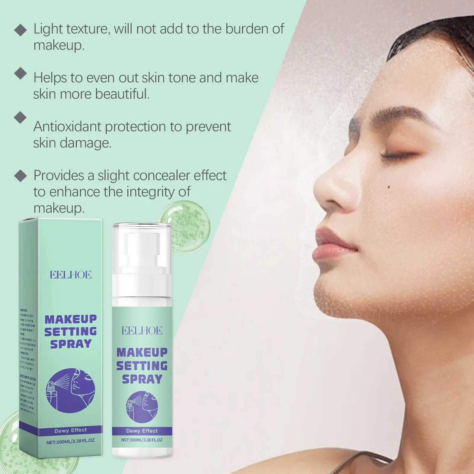 EELHOE Fixer Makeup Spray Nicotinamide Long Lasting Oil Control Waterproof Deep Hydration Face Primer for Makeup Setting Spray