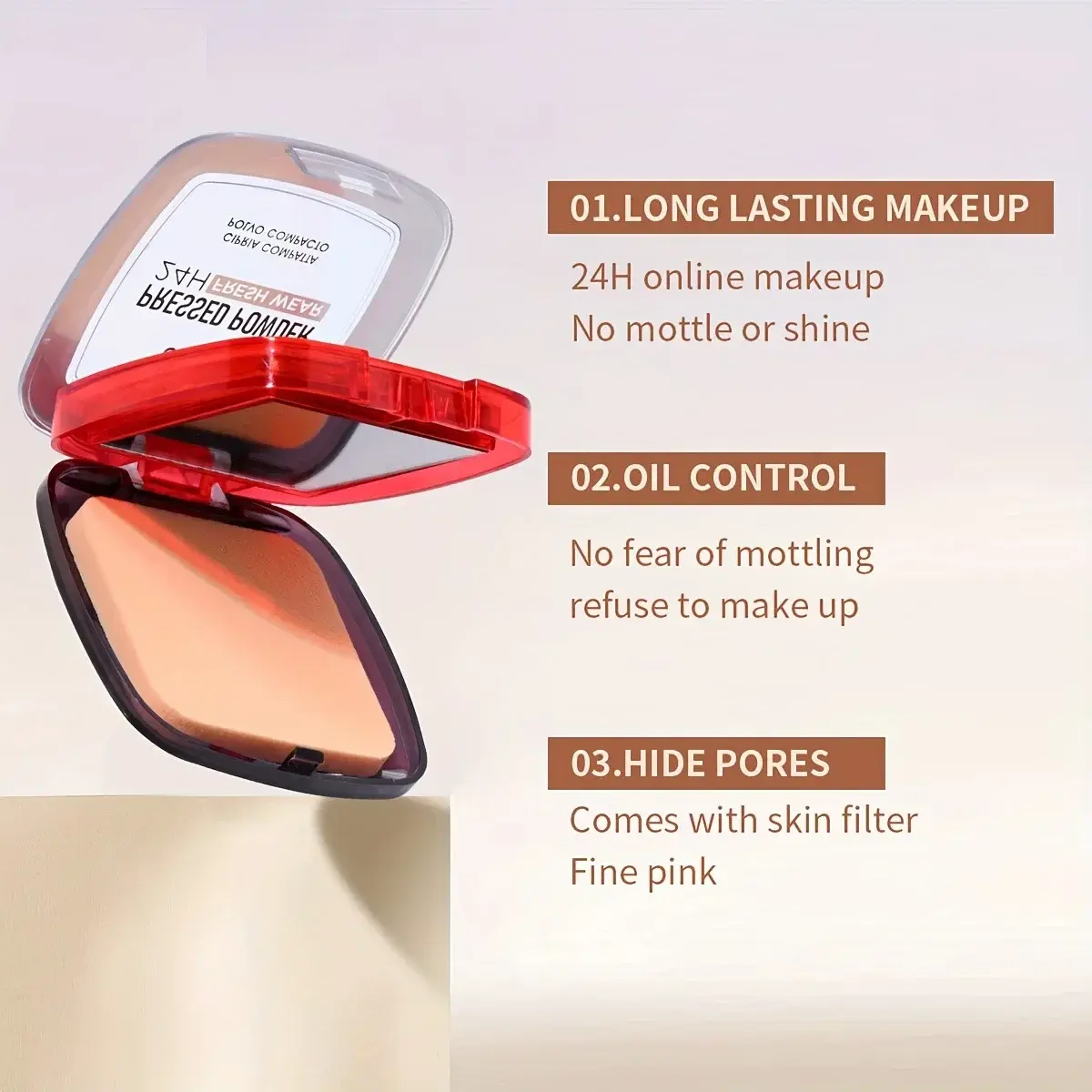 USHAS Makeup Powder Compact Setting Concealing Long-Lasting Waterproof Moisturizing Non-Caking