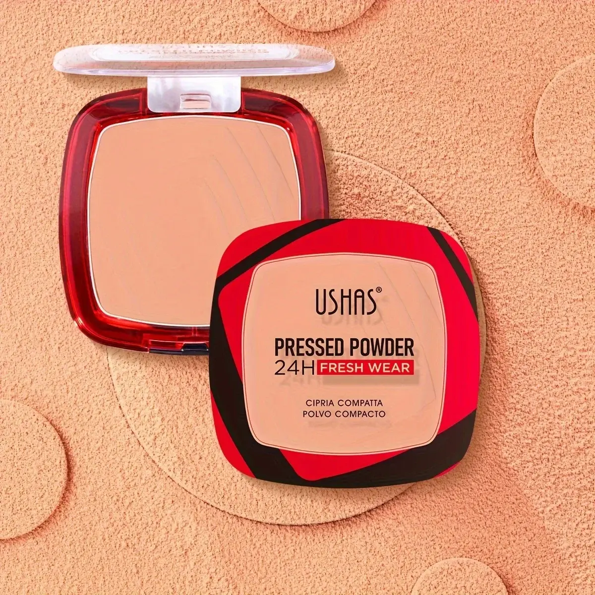 USHAS Makeup Powder Compact Setting Concealing Long-Lasting Waterproof Moisturizing Non-Caking