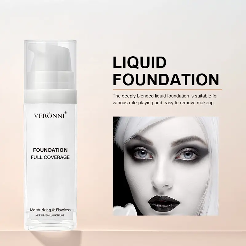 White Liquid Foundation Blending Pure-15ml Silky Creamy Matte Long-Wearing Transfer-Resistant for Stage Cosplay Halloween Makeup