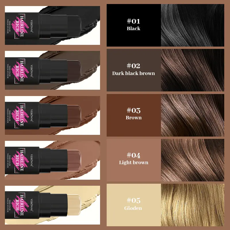 1pc Hairline Filling Cream Stick,Waterproof Matte Finish, Enhances Coverage,for Gray Roots & Thinning Hair Concealer with Brush
