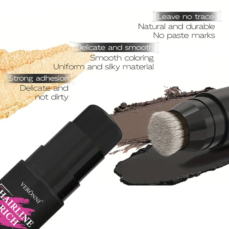 1pc Hairline Filling Cream Stick,Waterproof Matte Finish, Enhances Coverage,for Gray Roots & Thinning Hair Concealer with Brush