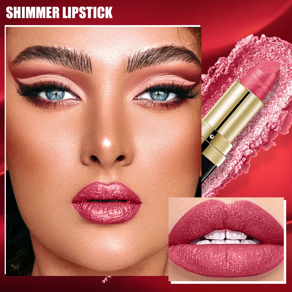10 Color Glitter Lipsticks Shimmer Shiny Lipgloss Pearlescent Lip Tint Waterproof Long Lasting Diamond Lips Glaze Makeup Cosmeti
