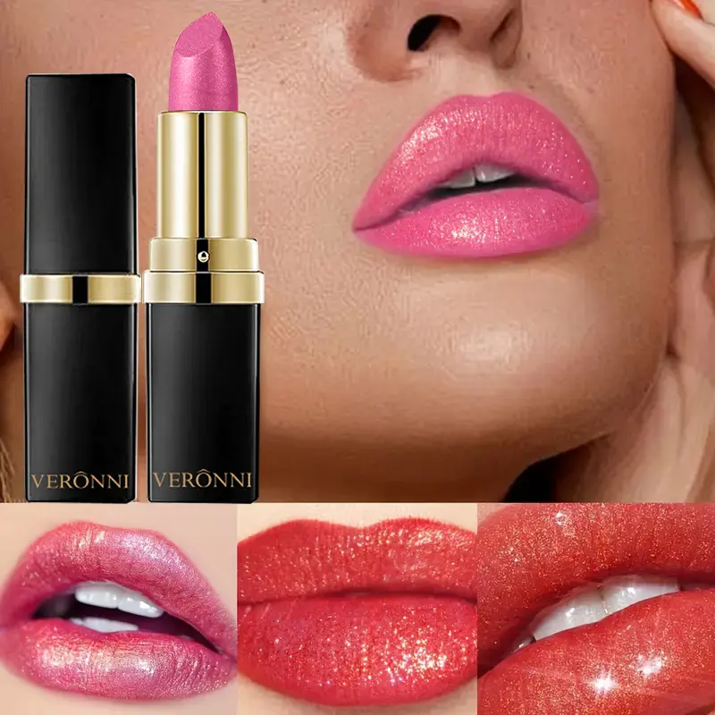 10 Color Glitter Lipsticks Shimmer Shiny Lipgloss Pearlescent Lip Tint Waterproof Long Lasting Diamond Lips Glaze Makeup Cosmeti