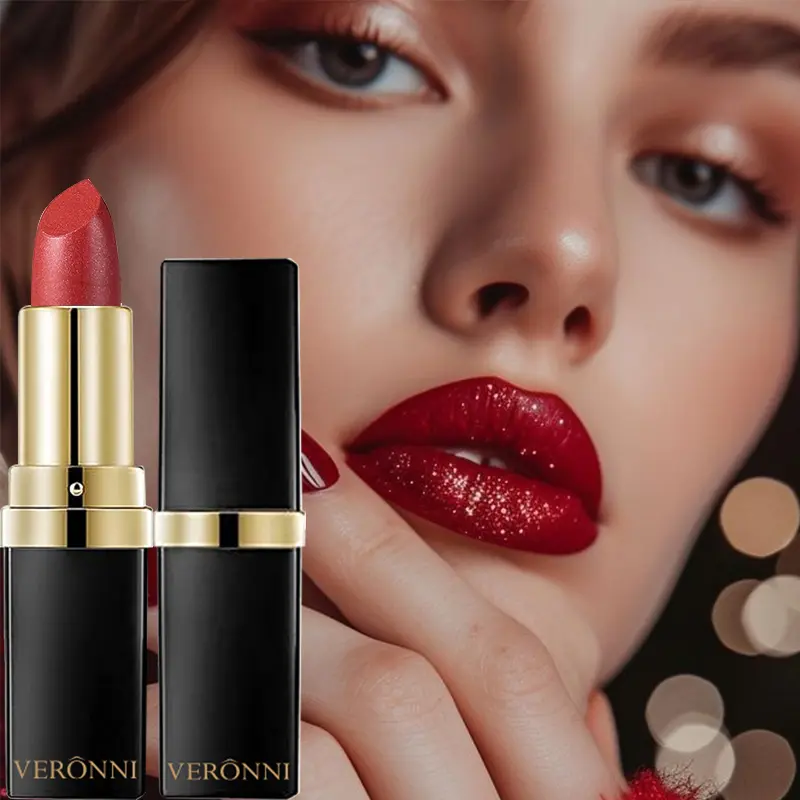 10 Color Glitter Lipsticks Shimmer Shiny Lipgloss Pearlescent Lip Tint Waterproof Long Lasting Diamond Lips Glaze Makeup Cosmeti