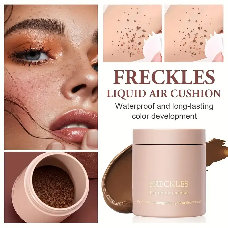 Bionic Vivid Freckle Pen, Soft Brown Stamp Air Cushion Freckle Removal Makeup Waterproof Spot Pen Dot Facial Body Painting Pen