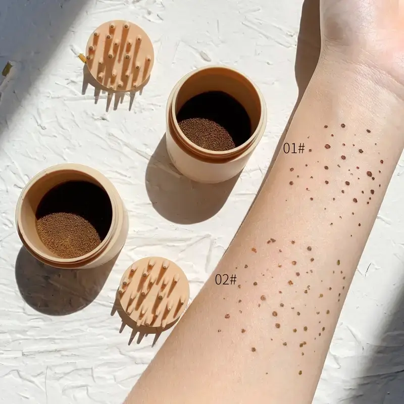 Bionic Vivid Freckle Pen, Soft Brown Stamp Air Cushion Freckle Removal Makeup Waterproof Spot Pen Dot Facial Body Painting Pen