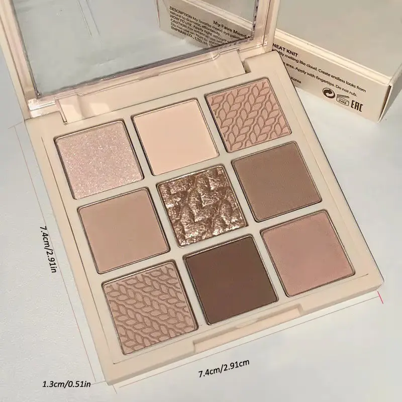 Luxurious 9 color eyeshadow palette - Velvet matte and shimmer effect, durable waterproof, berry, brown and nude tones