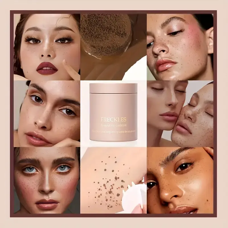 Bionic Vivid Freckle Pen, Soft Brown Stamp Air Cushion Freckle Removal Makeup Waterproof Spot Pen Dot Facial Body Painting Pen