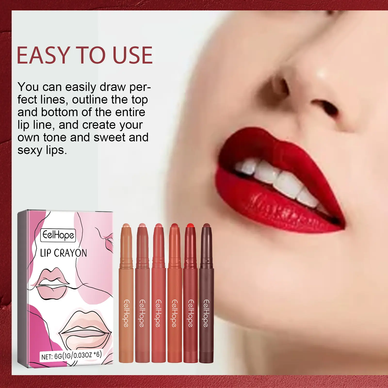 Waterproof Matte Lip Liner Contours Lips Long Lasting Weightless Precise Liner with Super Soft Blendable Texture Matte Soft