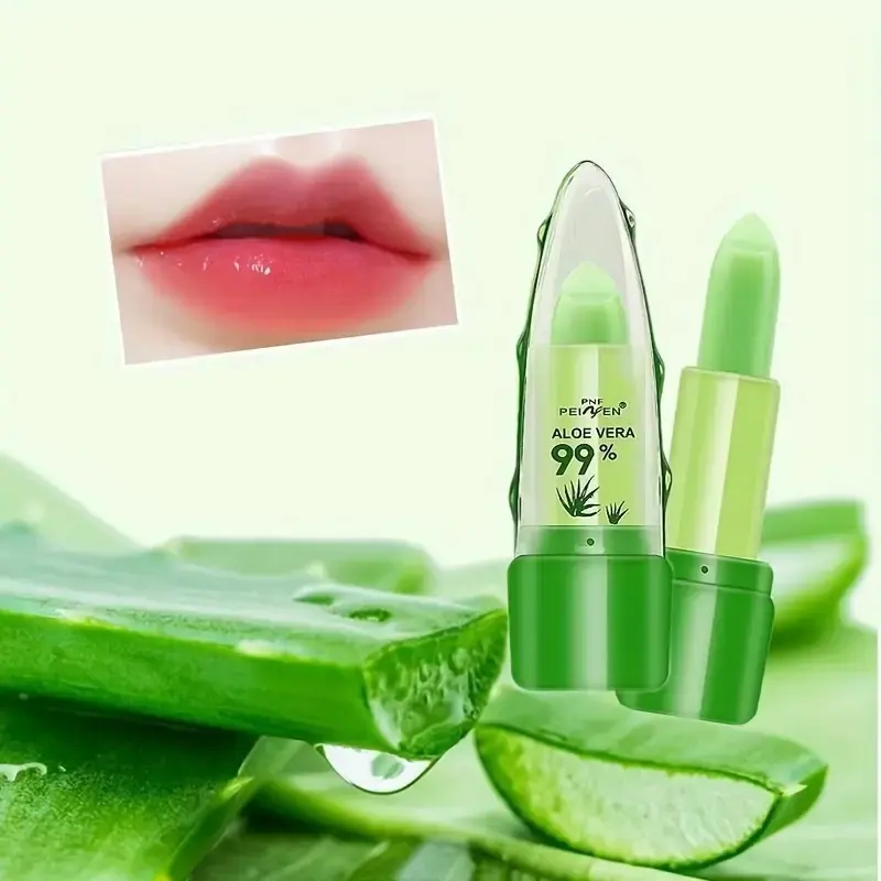 Aloe Vera Color-changing Lipstick,Moisturizes Hydrates Waterproof Non-sticky Long-lasting Tinted Lip Gloss