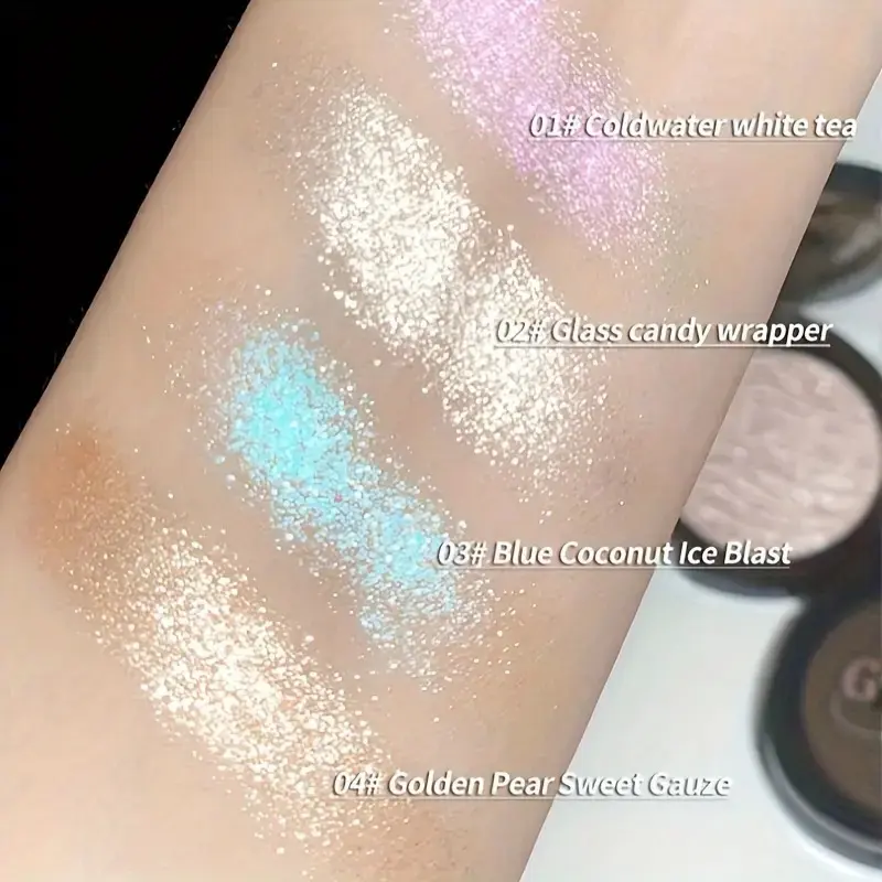 4-Color Diamond Highlighter Powder Palette Waterproof High Gloss Glitter Body Highlight Eyeshadow Face Contour Illuminator Makeu
