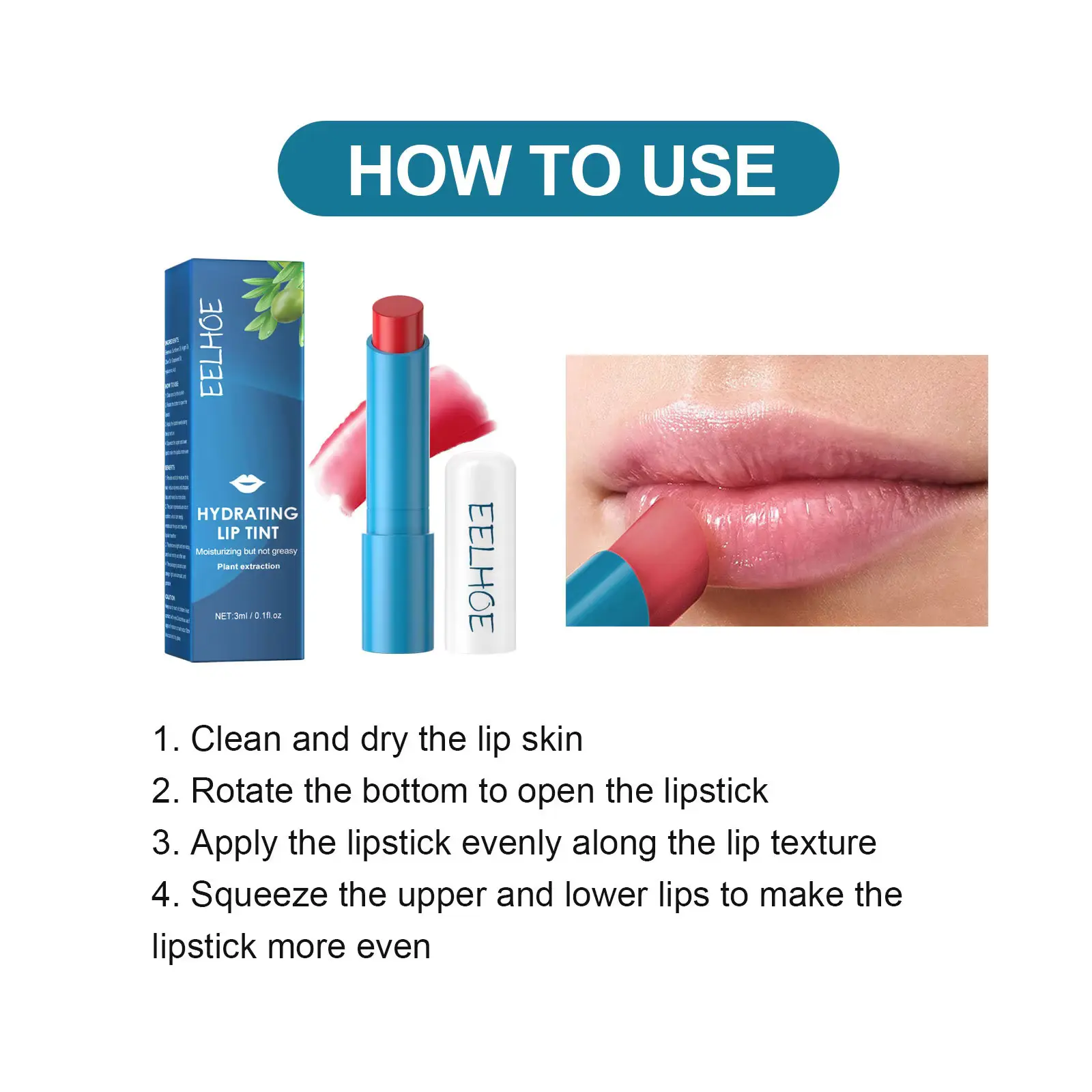 EELHOE Hydrating Lip Balm Tint Long Lasting Moisturizing Lips Plumper Nourishing Smoothing Anti-Cracking Lips Makeup Lip Gloss