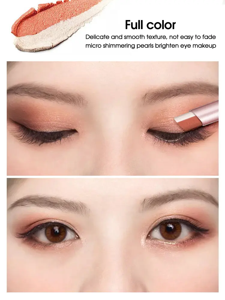 Gradient two-color eye shadow pen waterproof, sweat proof, not easy to smudge, pearlescent, fine shiny, lazy eye shadow s