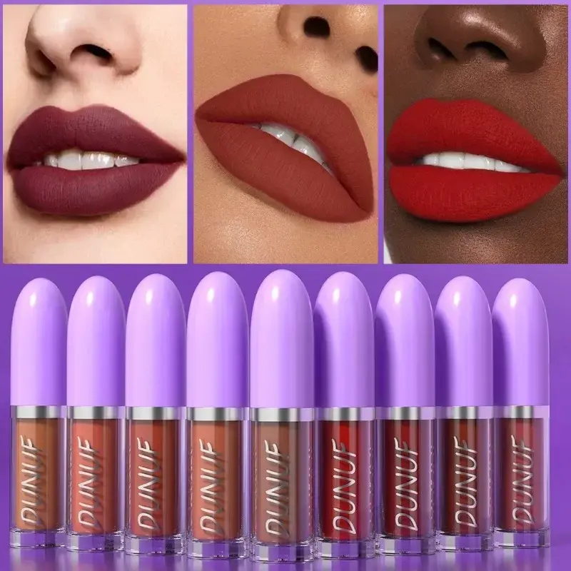 Nude Matte Non-Stick Liquid Lipstick Long-Lasting Matte Finish Lip Gloss Chocolate Red Dark Resistant To Fading Liquid Lipsticks