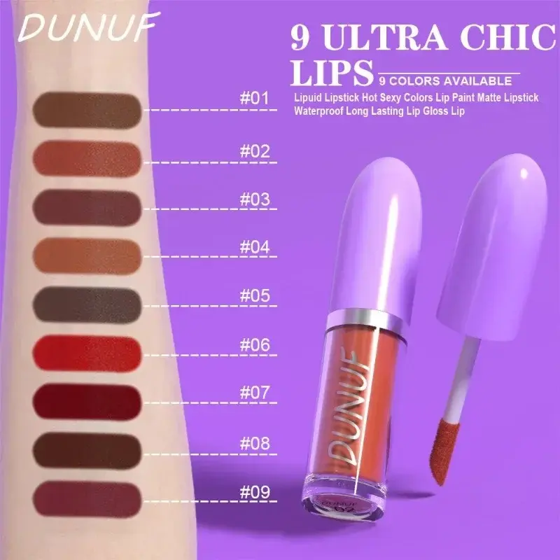 Nude Matte Non-Stick Liquid Lipstick Long-Lasting Matte Finish Lip Gloss Chocolate Red Dark Resistant To Fading Liquid Lipsticks