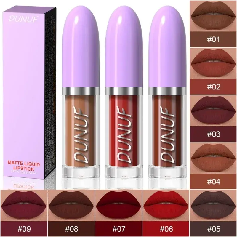 Nude Matte Non-Stick Liquid Lipstick Long-Lasting Matte Finish Lip Gloss Chocolate Red Dark Resistant To Fading Liquid Lipsticks