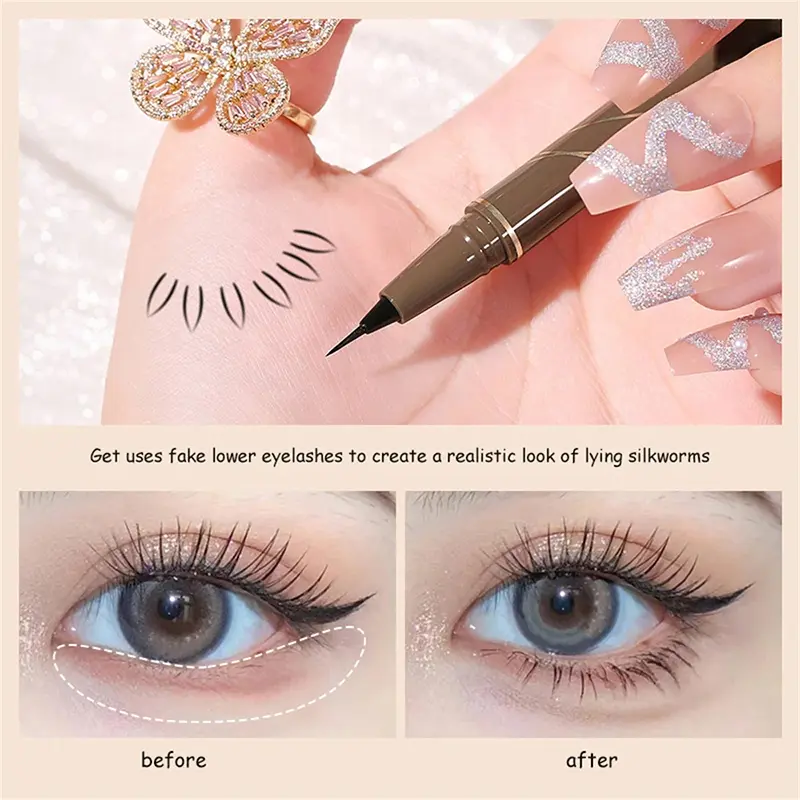 Ultra-fine Matte Liquid Eyeliner Pencil Waterproof Quick Drying Fluent Black Brown Lying Silkworm Lower  Eyelashes Eyeliner
